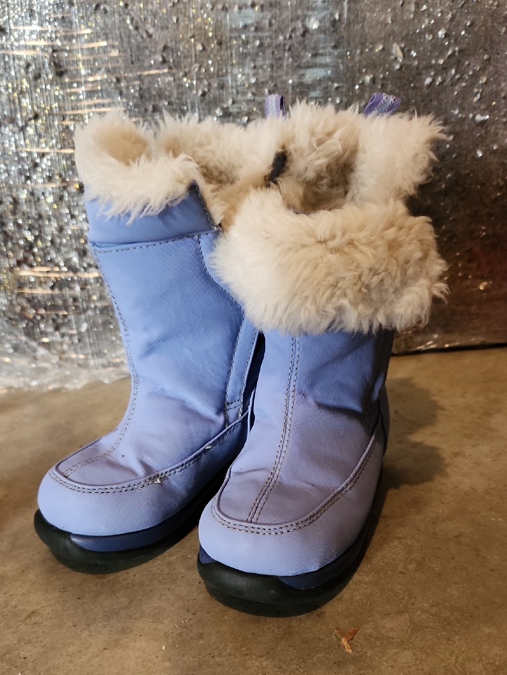 Kids Lavender Winter Boots with Faux Fur Collar